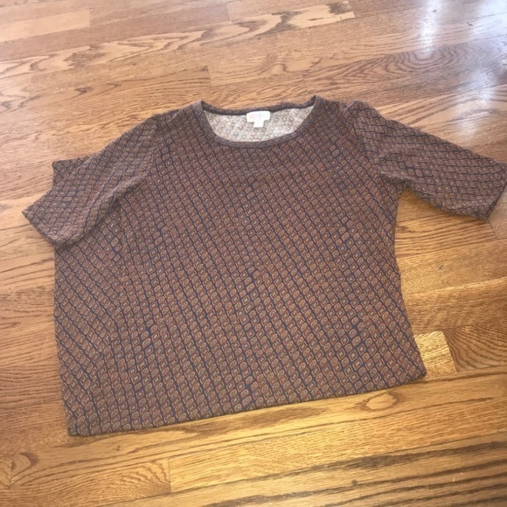 Lularoe Julia Blue brown orange dress size Small